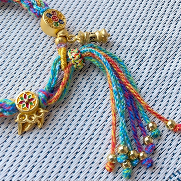 Handmade Tibetan Colorful Reincarnation Braided Knot String Bracelet - Picture 4 of 7